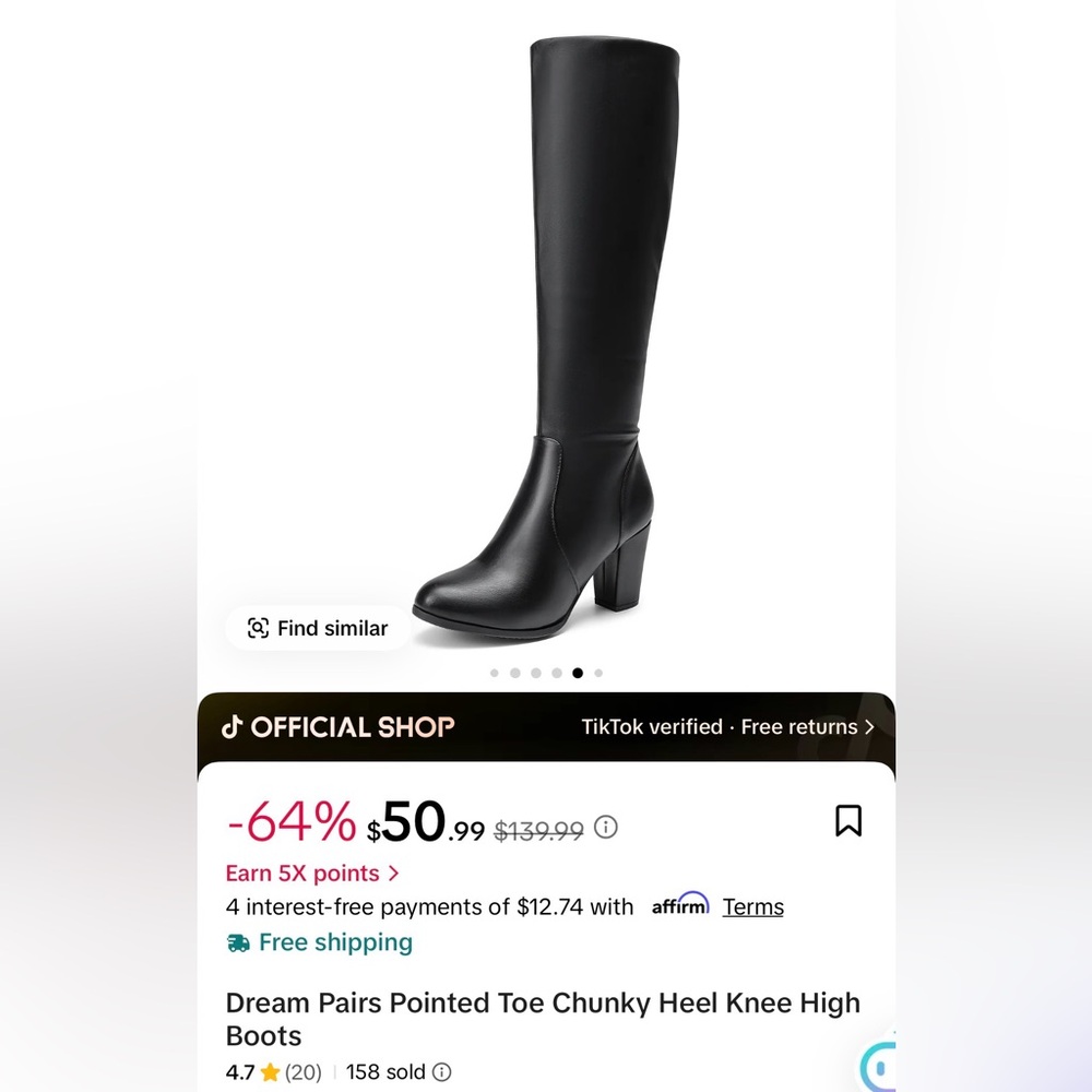New in box Elegant Black Knee-High Women's Boots